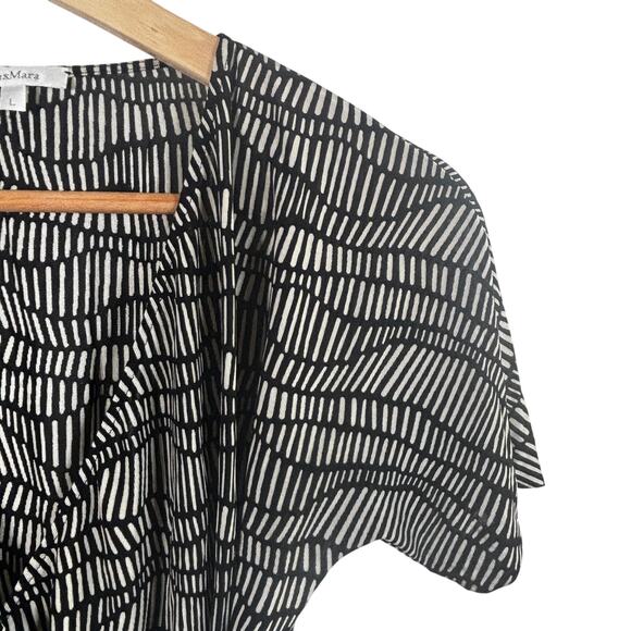 MaxMara Black White Geometric Print Short Sleeve Top Size L - Picture 4 of 5